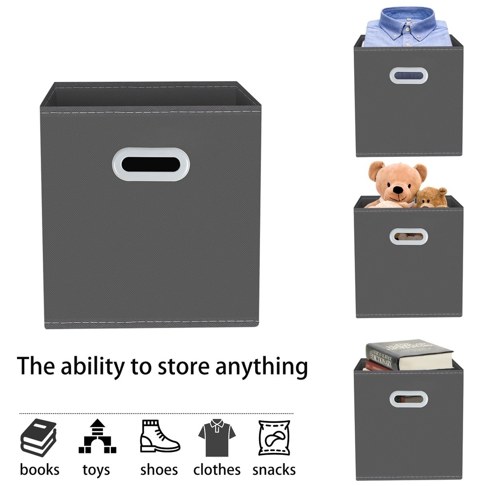Yunkeeeper storage bins Cubes, Fabric Cube Organizer with 3 Pack, Gray