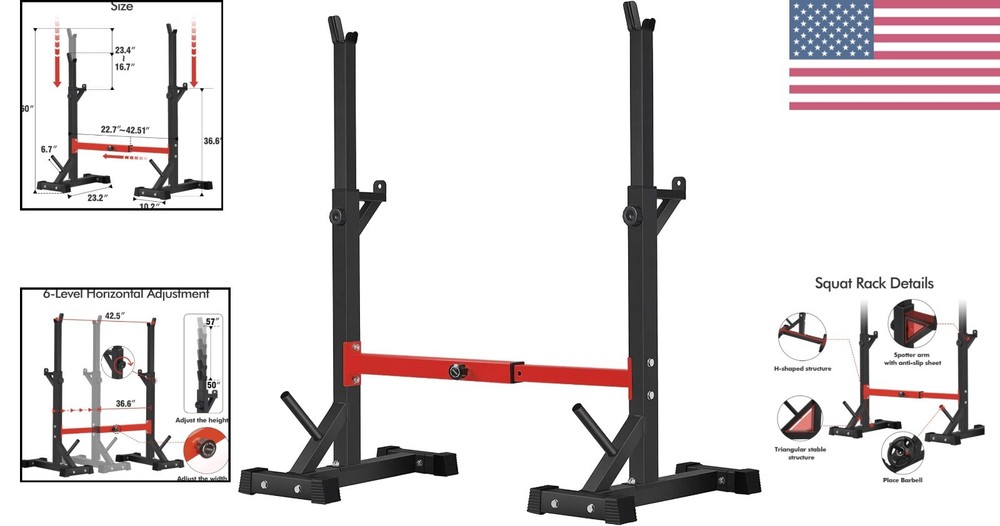 Multi-Functional Squat Rack with 550 lbs Capacity & Adjustable Height 50-57 in
