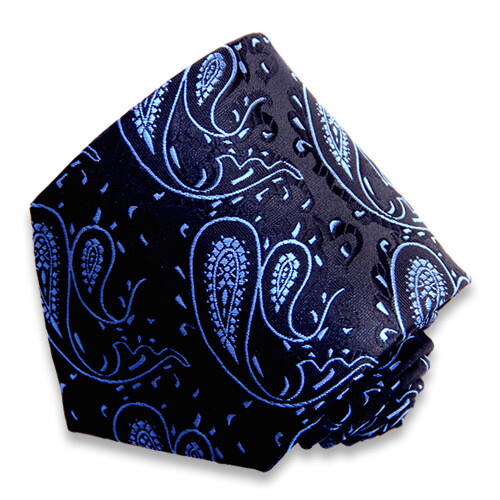 Men's light blue with yellow line stripped pattern woven tie