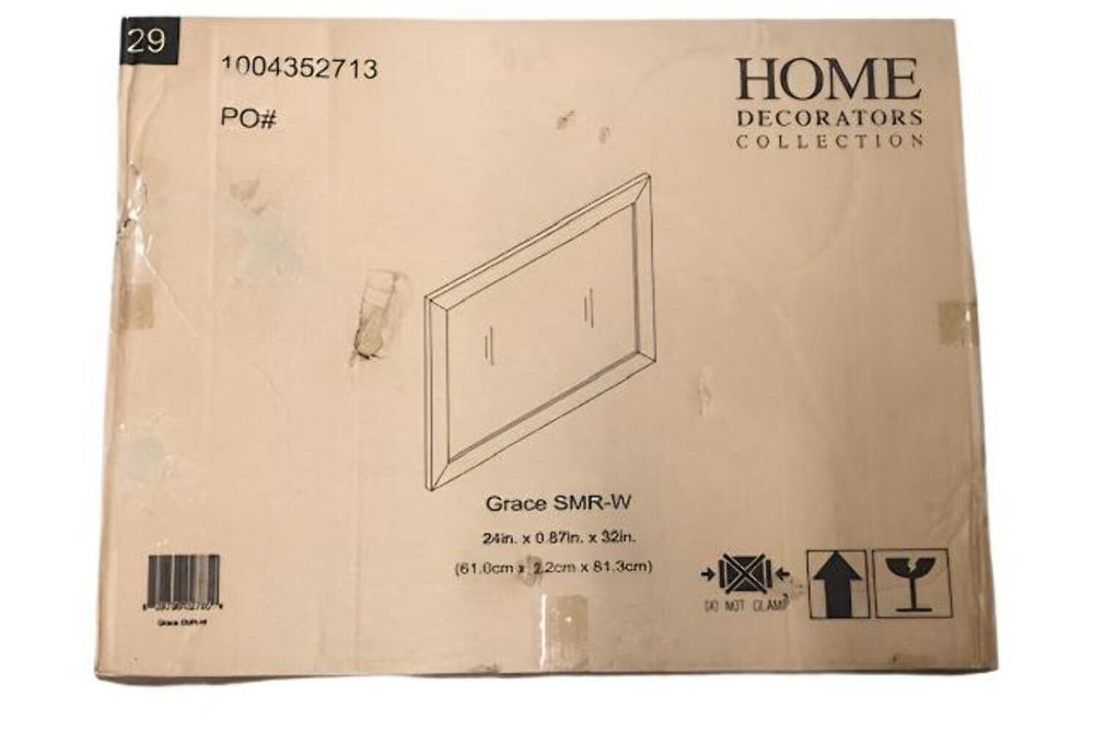 HDC Grace 24" W x 32" H Rectangular Wall Mount Bathroom Vanity Mirror in White
