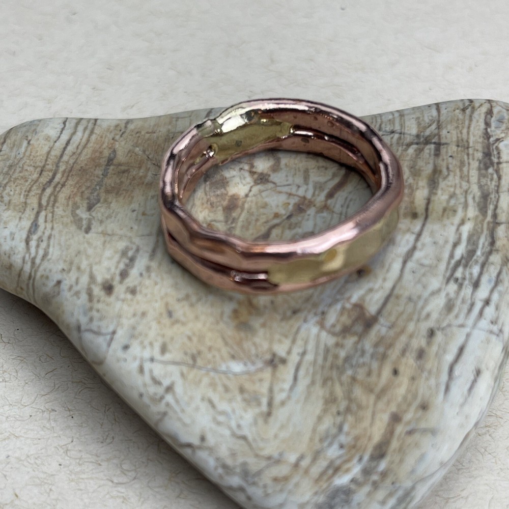 Copper Ring Large, Unique Hand Brazed And Hammered Size 11 3/4