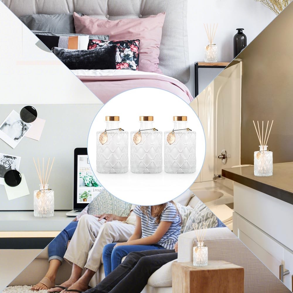 Glass Reed Diffusers Bottles for Home, Diffuser Bottles with 20PCS Reed Diffu...