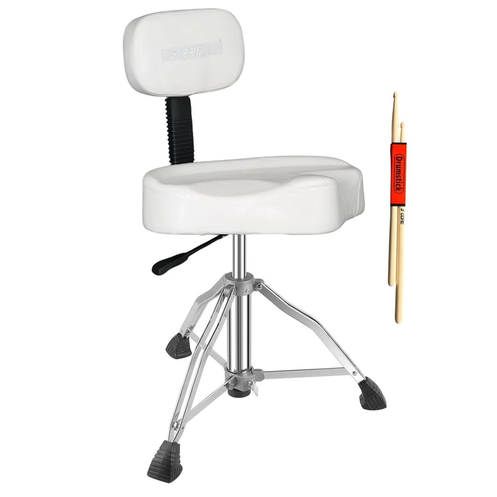 5 Core Drum Throne w Backrest 4" Padded Stool Adjustable 24.5" 441Lb Capacity