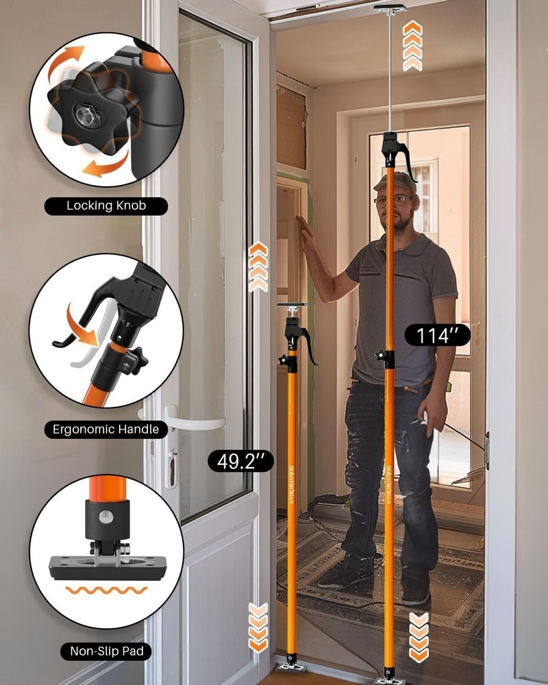 Cabinet Jack Support Pole, 49.2-114.2 inches Third Hand Tools Adjustable Supp...