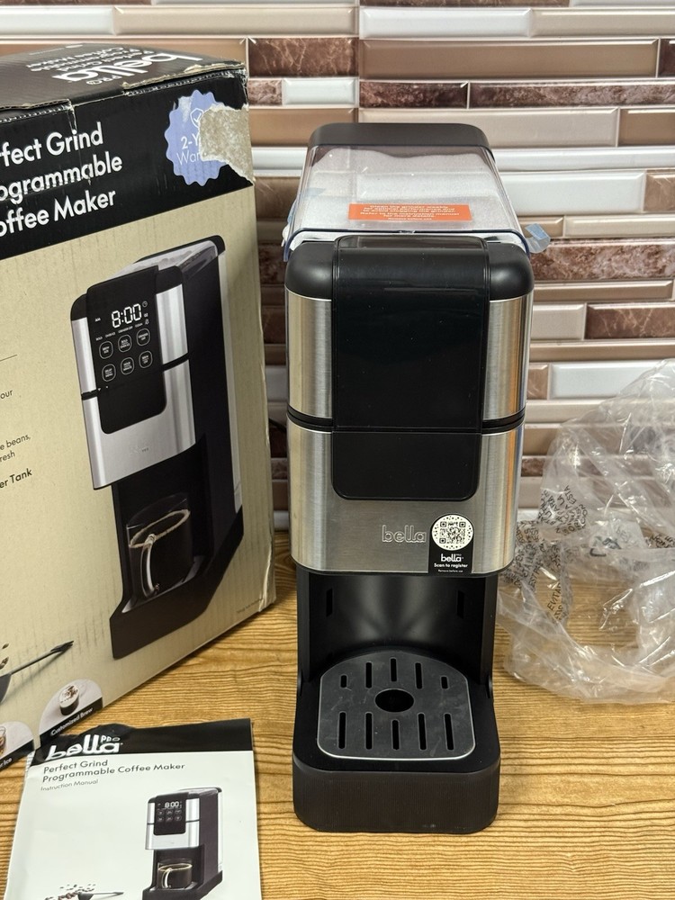 bella PRO Programmable Coffee Maker - STAINLESS STEEL/BLACK - TESTED - READ