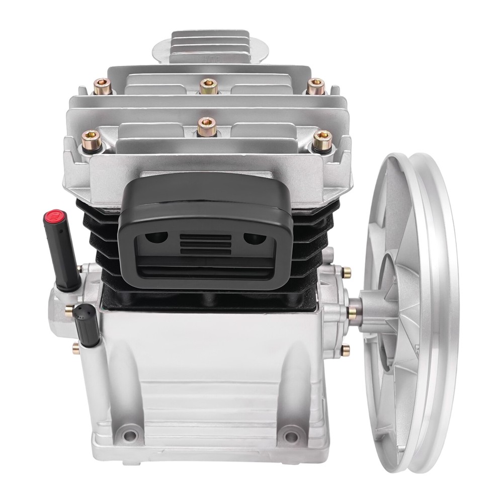3HP Air Compressor Pump Head 2 Cylinders Piston Air Compressor Pump Head Silver