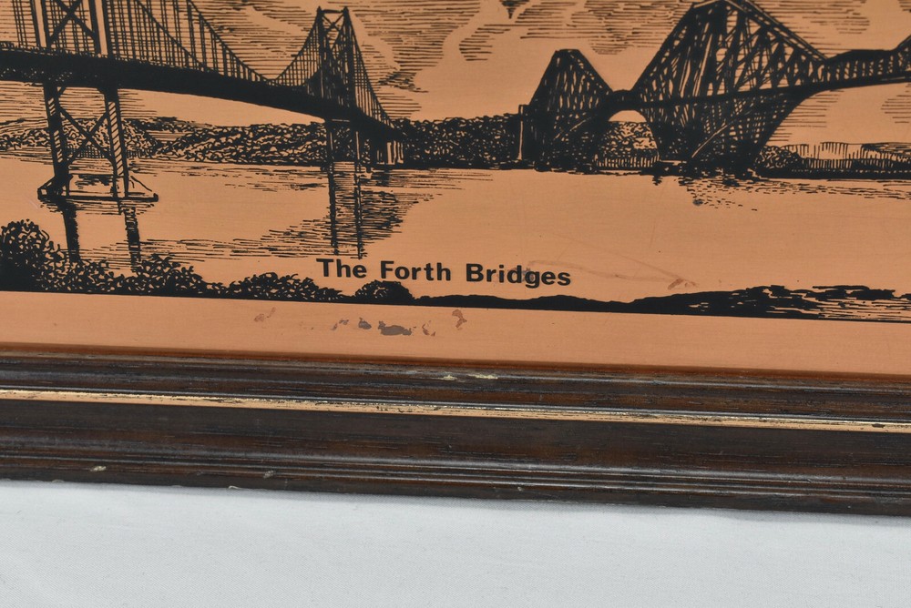 The Forth Bridges Vintage Etchmaster Original Copper Etching 18.75" x 7"