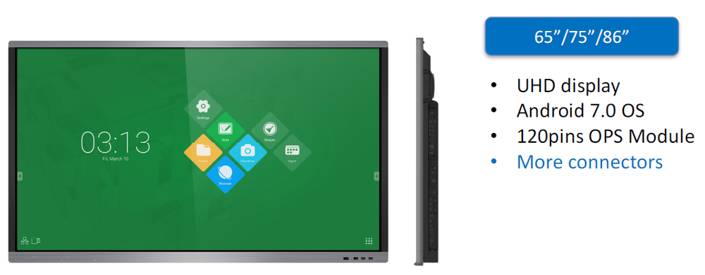 VSeven Interactive Flat Panel (IFP) - 65 Inch 4K Android 8.0 Display Signage