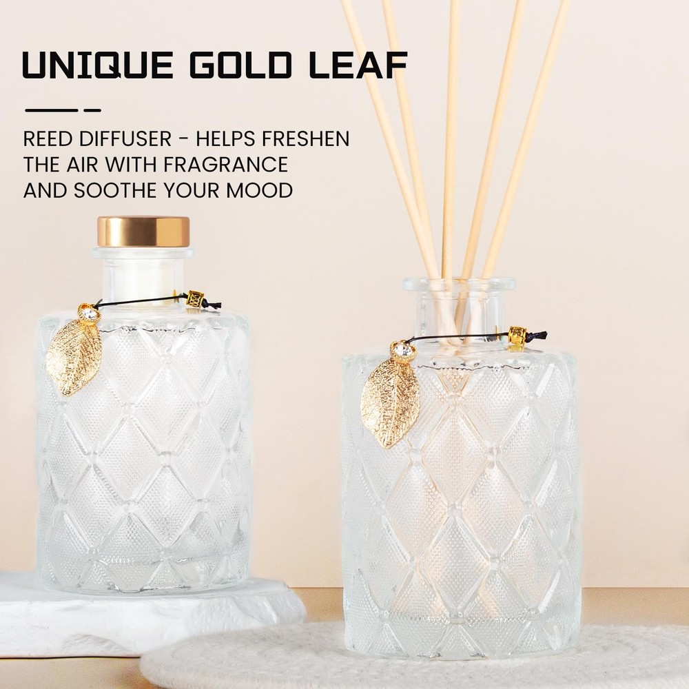 Glass Reed Diffusers Bottles for Home, Diffuser Bottles with 20PCS Reed Diffu...
