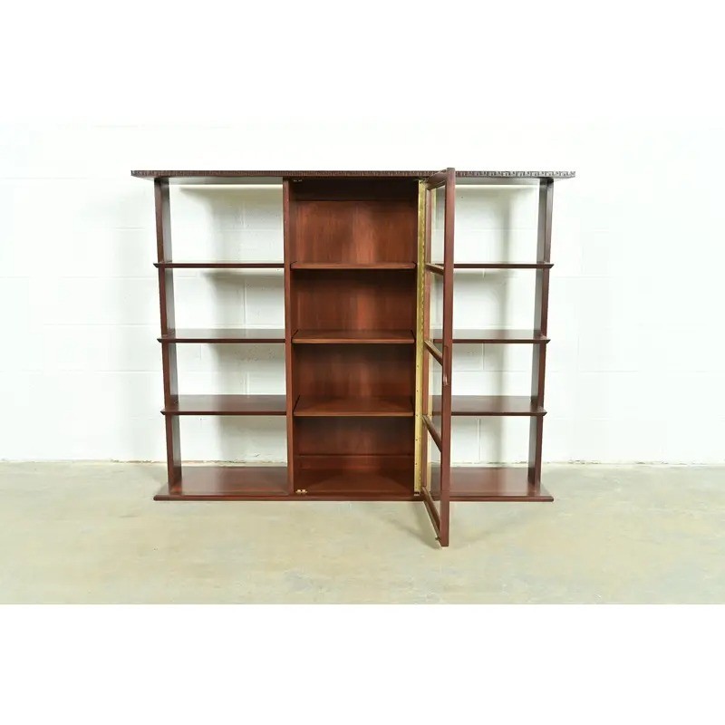 Frank Lloyd Wright Taliesin Mahogany Bookcase or Room Divider, Newly Refinished
