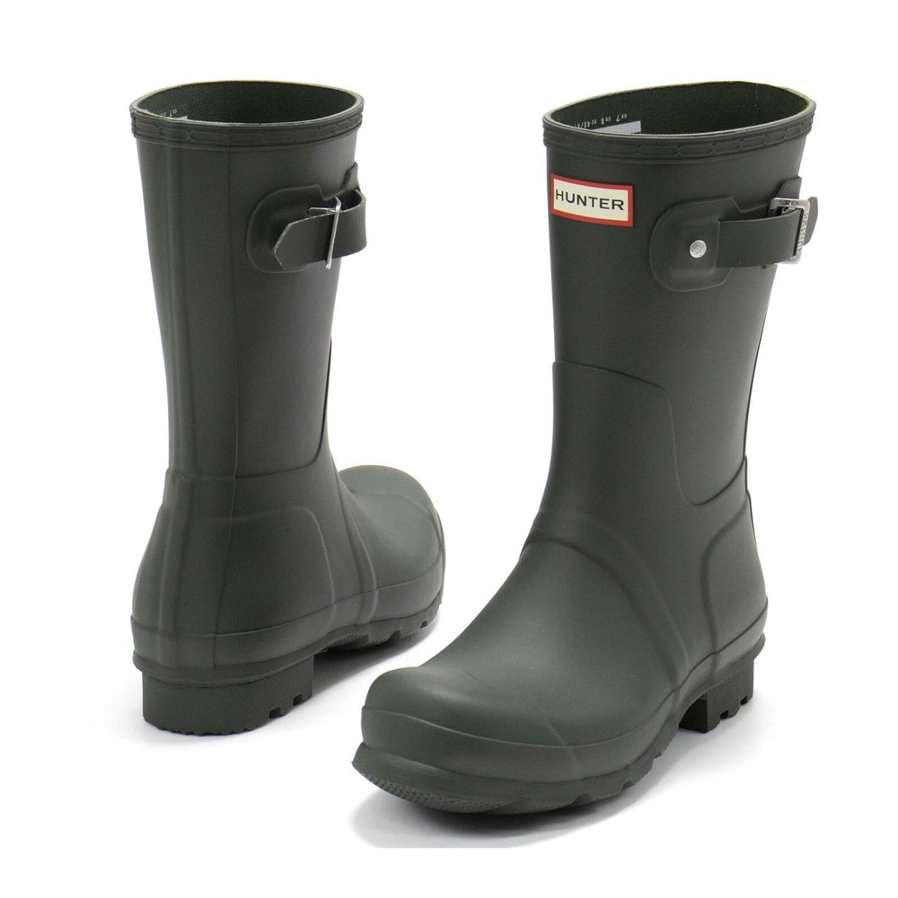 Mens Hunter Original Short Waterproof Rain Boots - Dark Olive