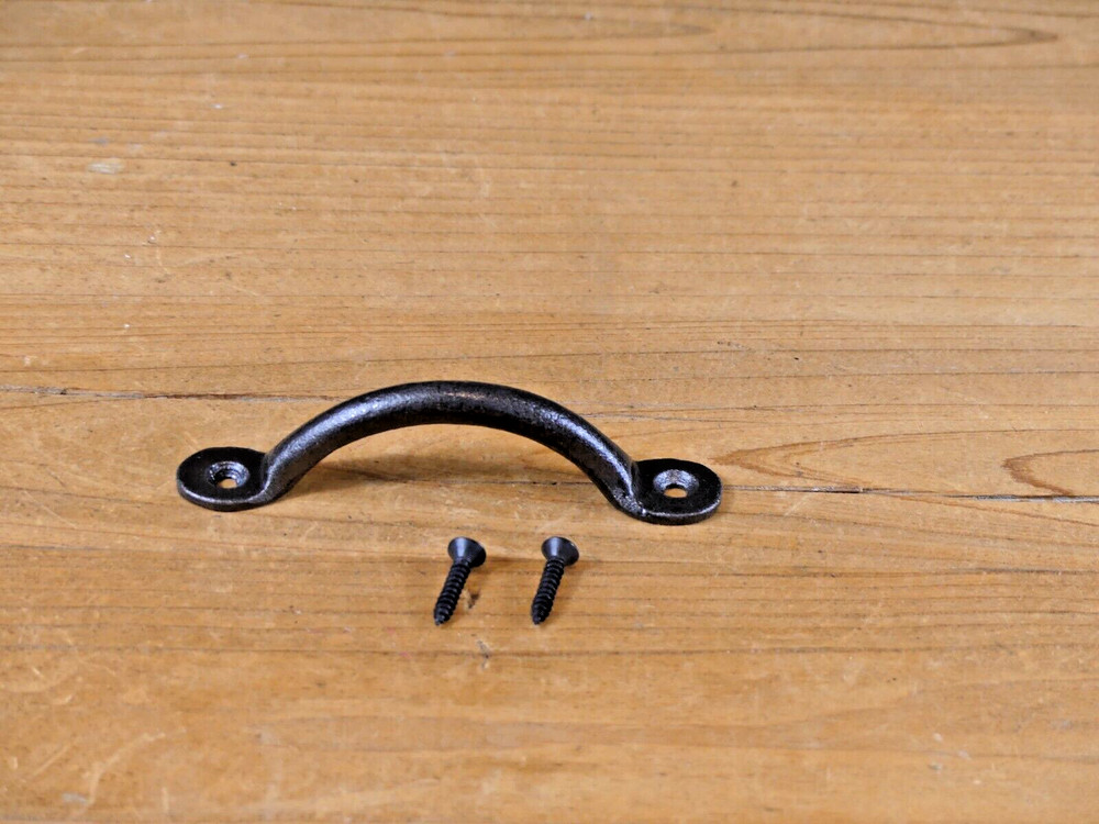 5 IRON DRAWER BIN PULLS 3 3/4" LONG CABINET HANDLES KITCHEN BATH WINDOW SMALL