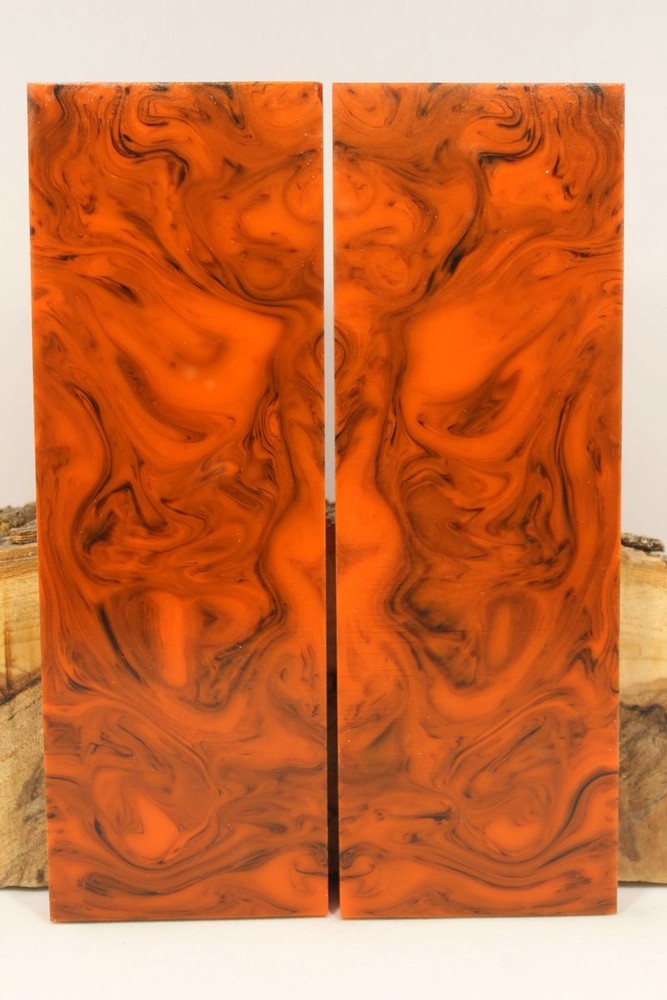 2 PCS COMPOSITE KNIFE HANDLE MATERIAL BLANK SCALES: TIGER RAGE #6937