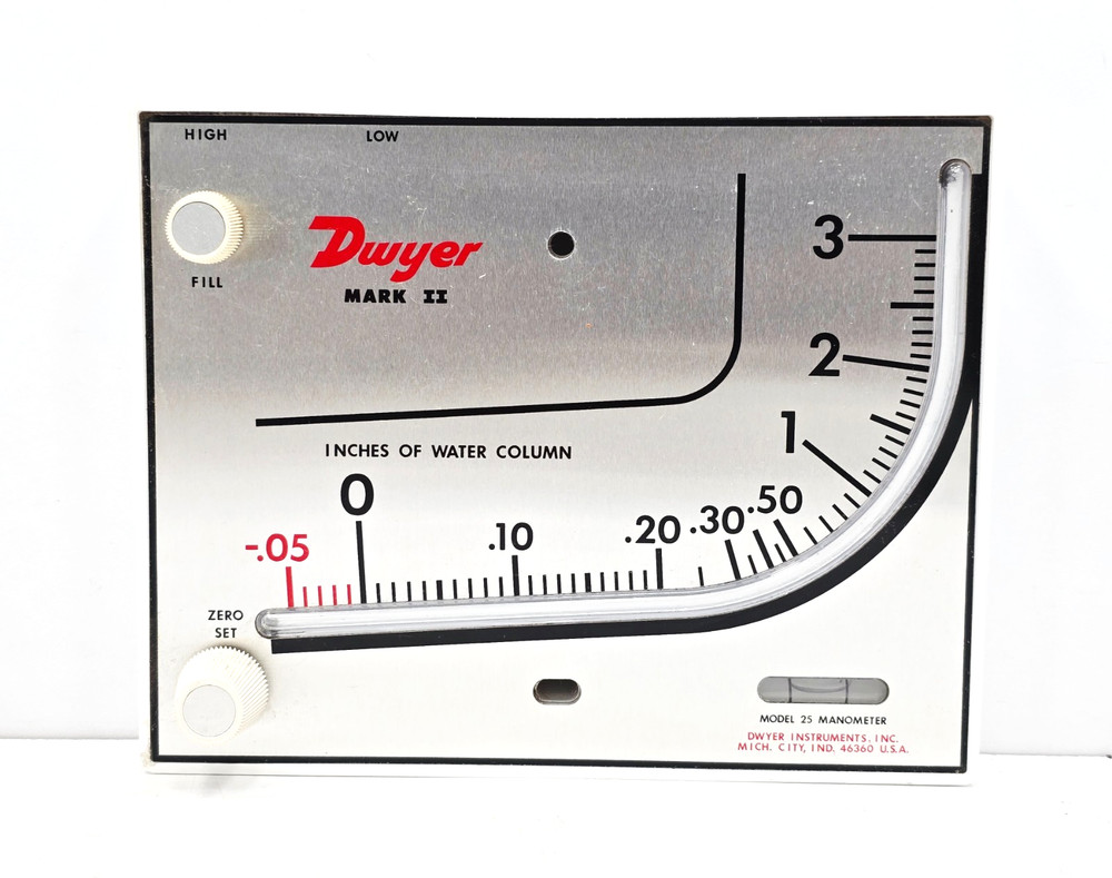 MARK II DWYER MODEL 25 WALL MOUNT MANOMETER