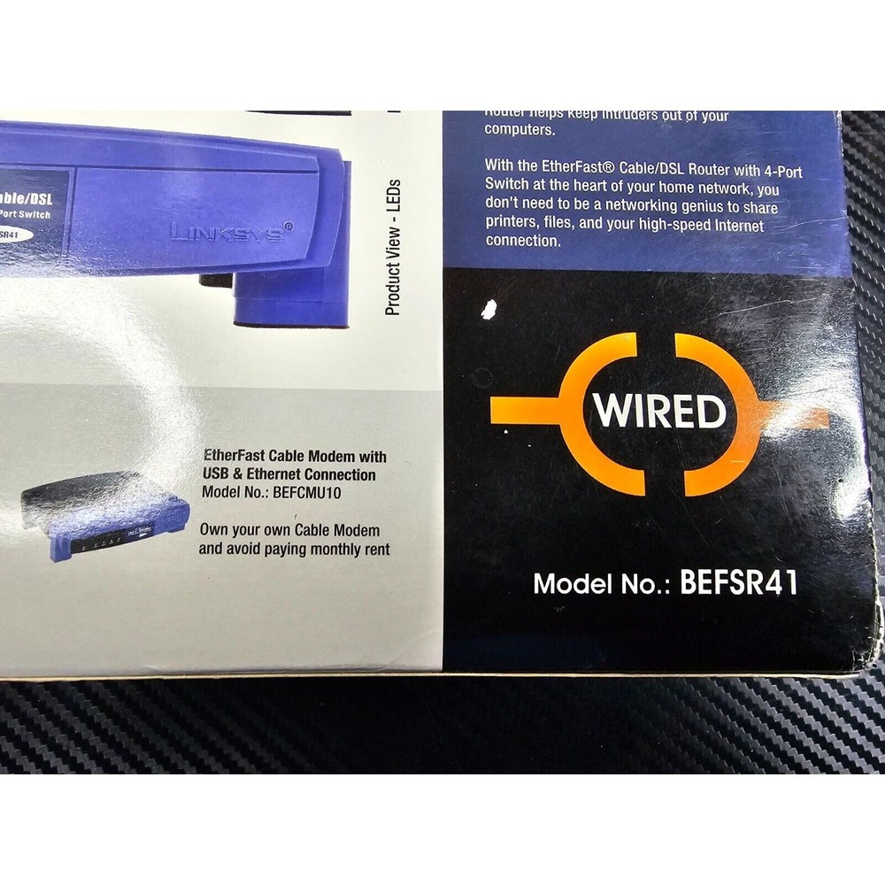 Linksys EtherFast 4-Port Cable/Dsl Wired Router BEFSR41