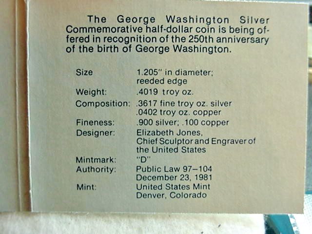 1982-D George Washington Commemorative Half Dollar 90% SIlver US Coin