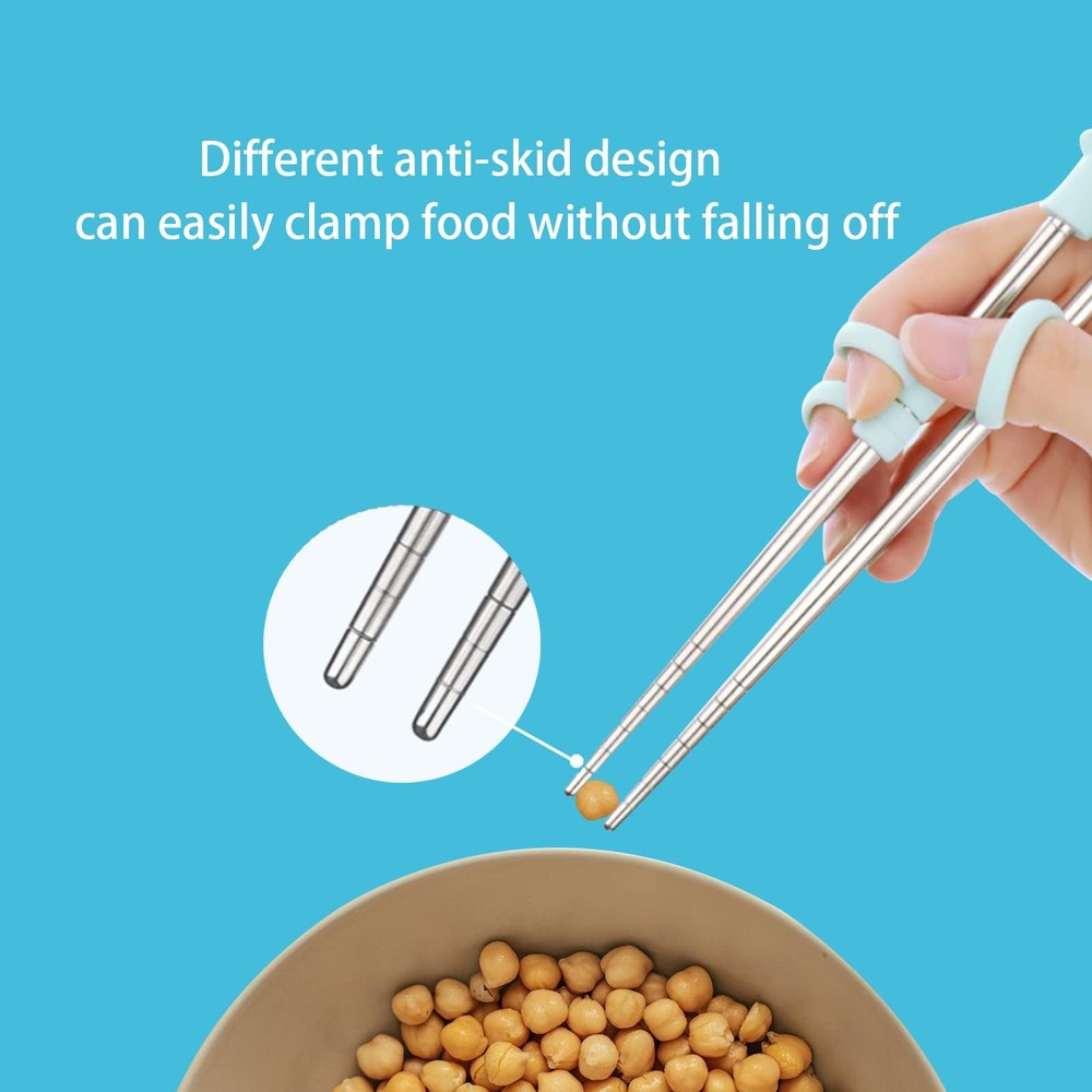 2 Pairs Training Chopsticks with Case Learning Chopstick Helper Stainless Ste...