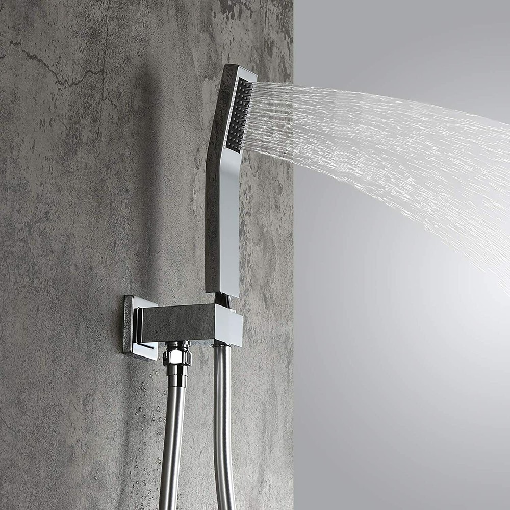 Shower Faucet Wall Mount Shower Combo Set Handheld Shower Solid Brass in Chrome