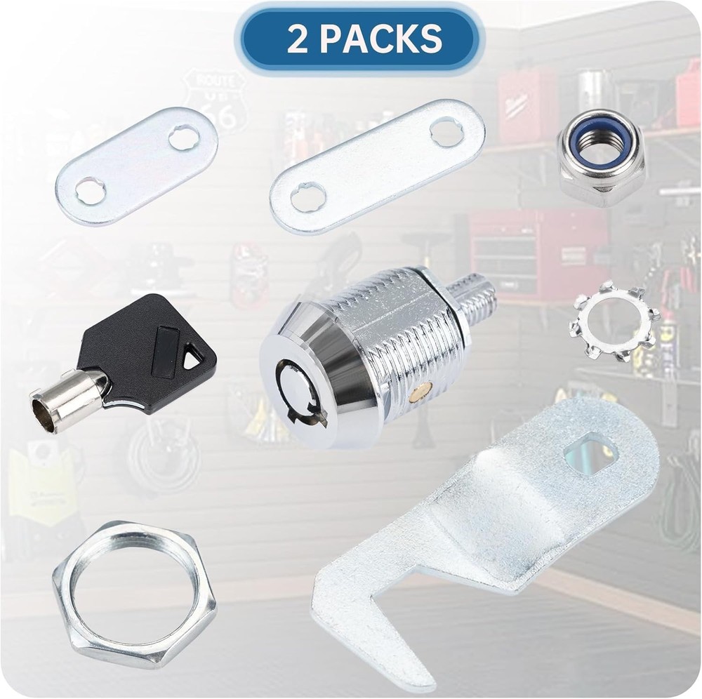 Silver Tool Box Locks with Keys for Craftsman, 5/8" Cam Lock Replacement, 2 Sets