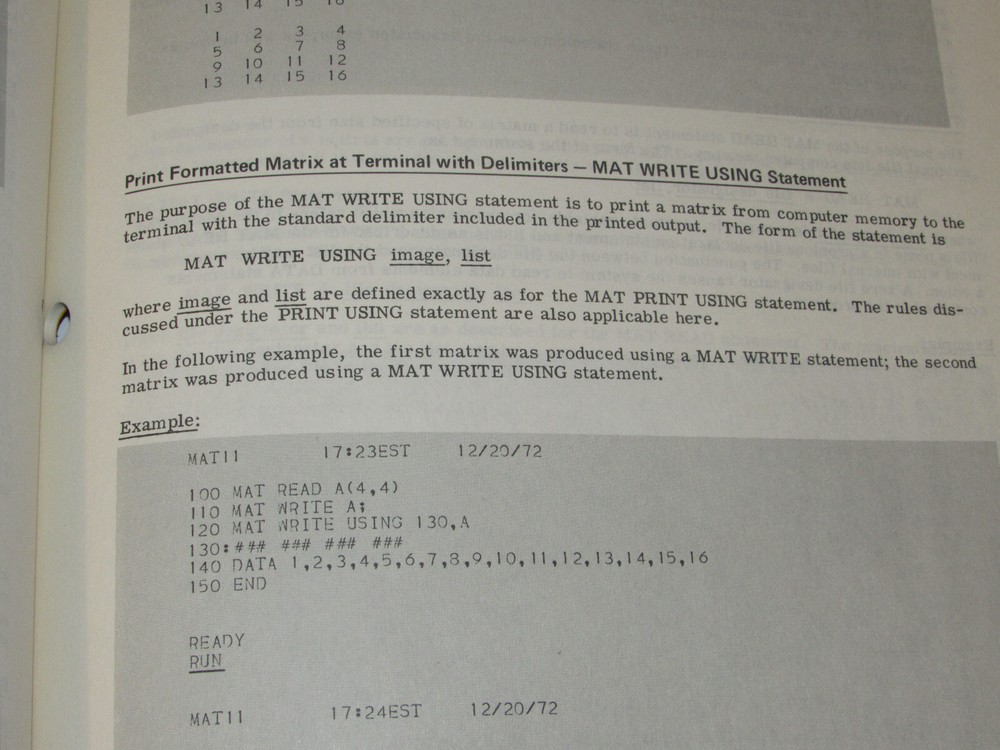 VTG 1973 GE/GENERAL ELECTRIC MARK III COMPUTER BASIC LANGUAGE REFERENCE MANUAL!