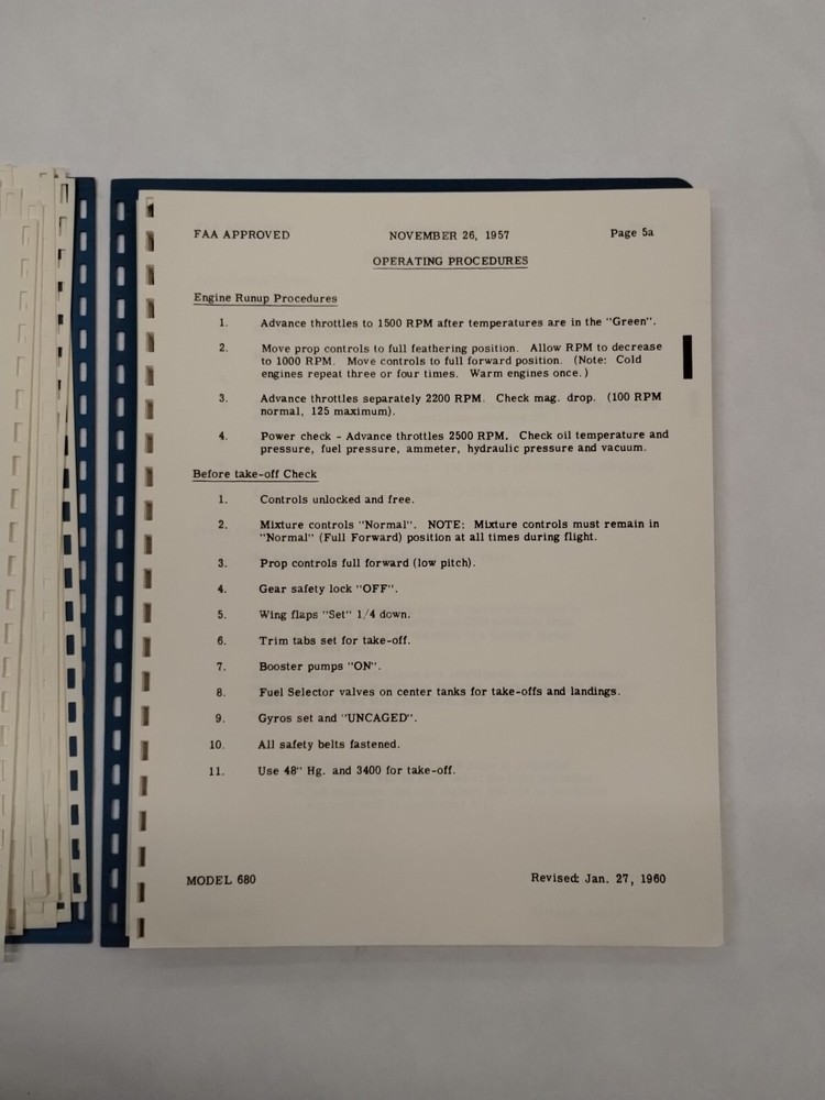 Aero Commander Model 680 Flight Manual-Original