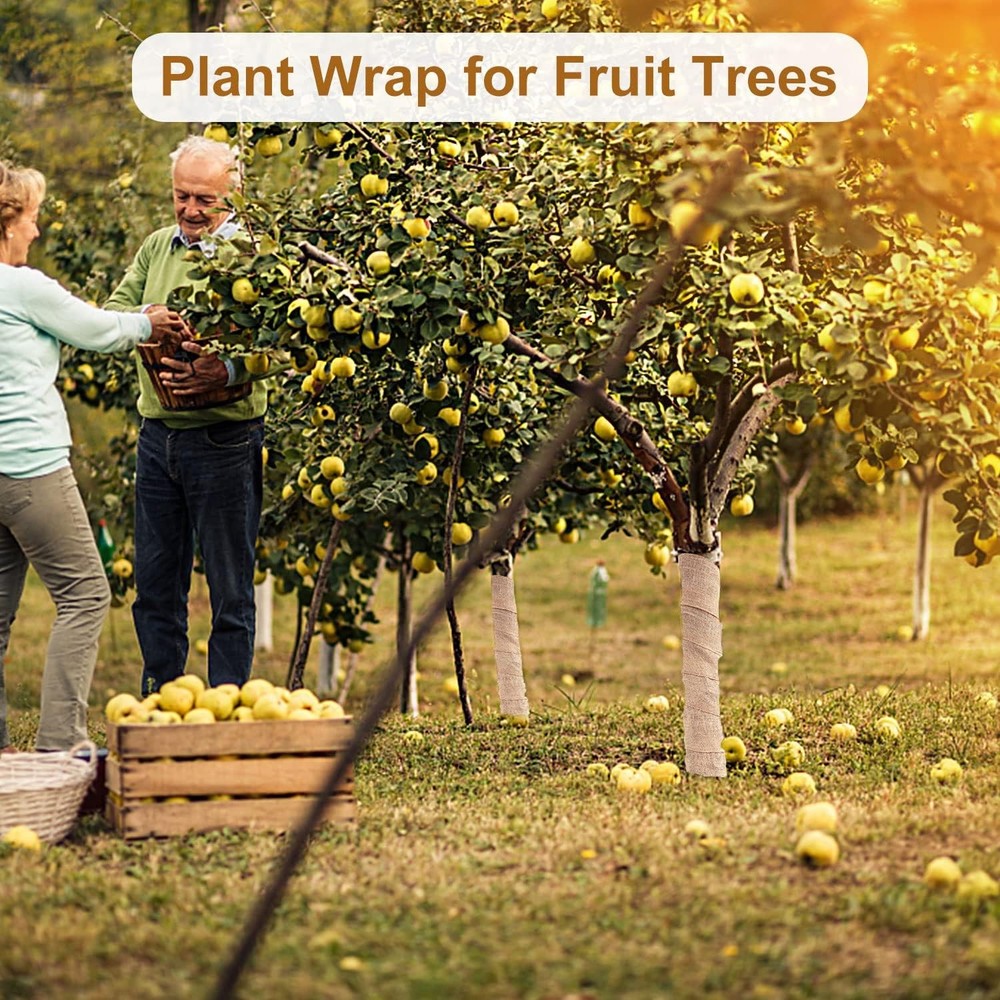 2 Rolls Burlap Tree Protector Wraps 7.8" × 9.8' Winter Tree Trunk Guards Protect