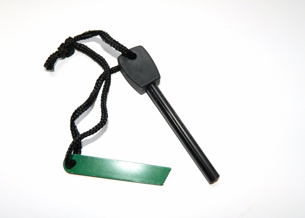 Survival Flint Magnesium Fire Striker Starter - Scrapable Magnesium + Thin Rod