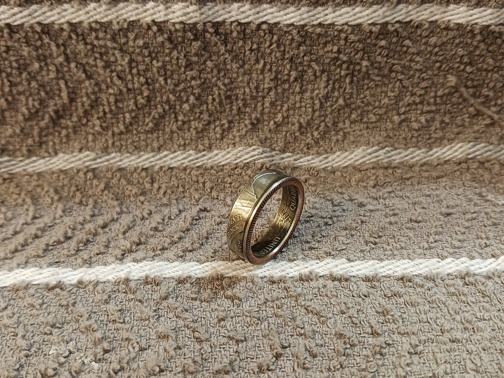 Nebraska Handcrafted Washington Quarters coin ring, size 8 2006