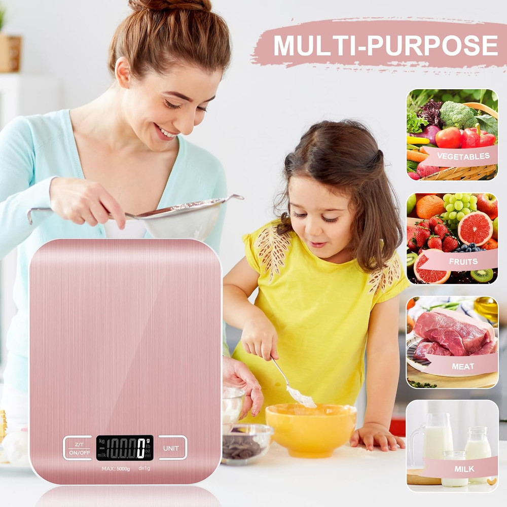 Food Scale, 11Lb Kitchen Scale with 6 Units Tare Function & LCD Display, 0.05Oz/