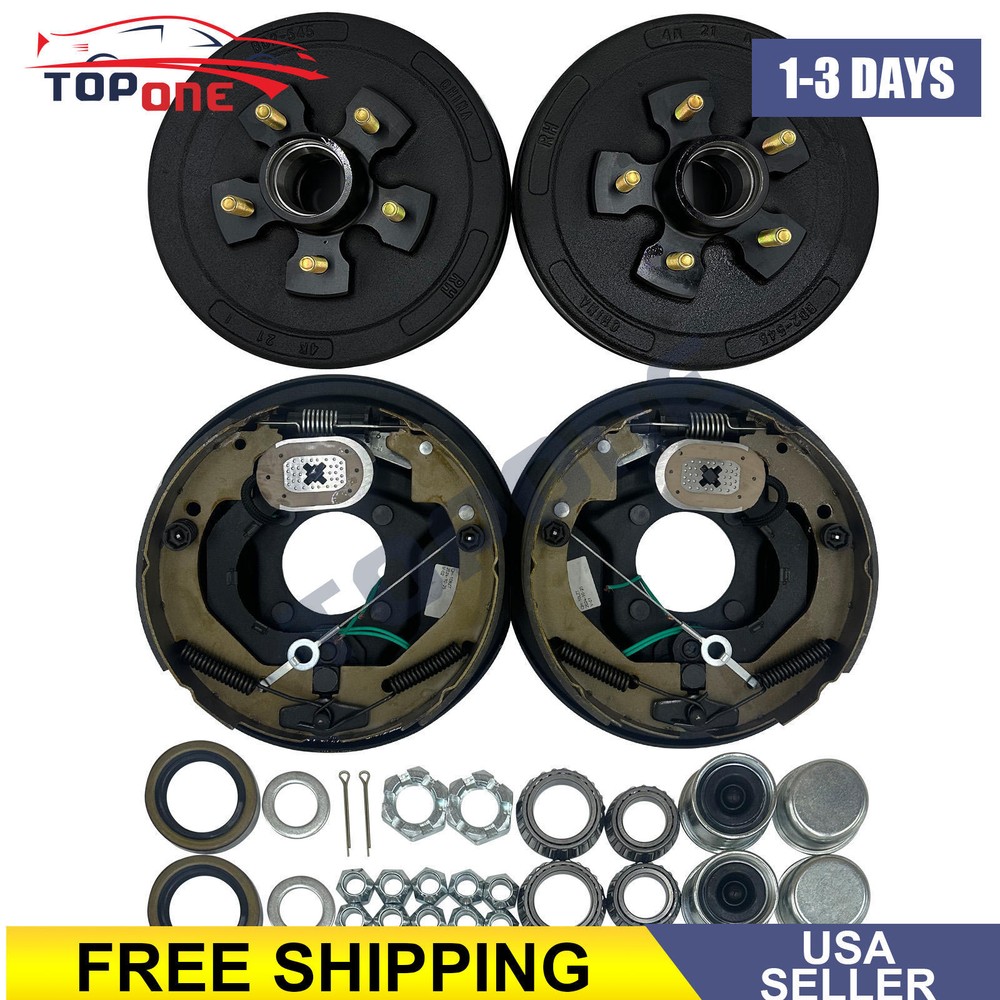 Electric Trailer Brake 10"x2-1/4" & 5-5.5" Hub Drum Kit For 3500 lb Axle.