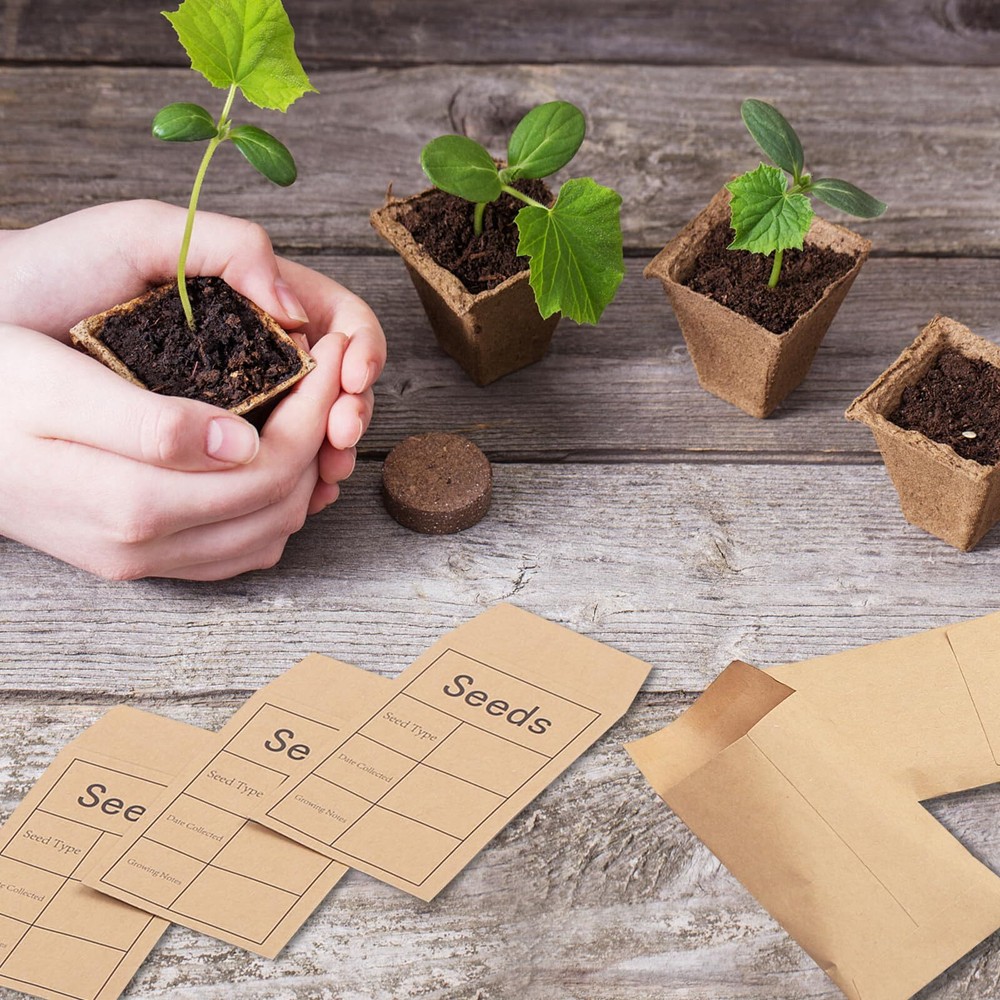 100 Pcs Kraft Seed Packets Envelopes for Flower Vegetables Seeds Storage