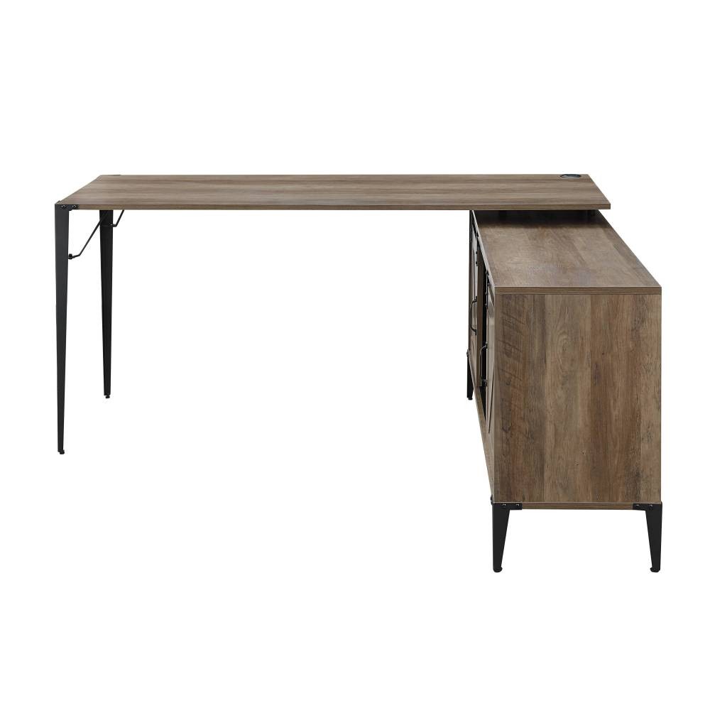 L-Shaped Computer Desk - Barn Door Storage & Wire Management - Office Ready