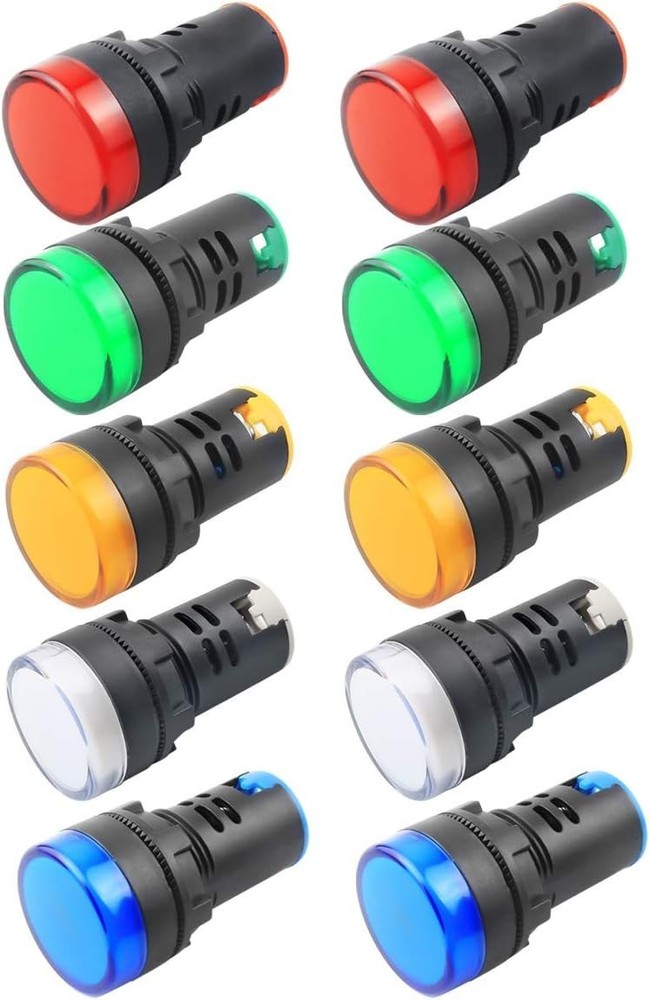10Pcs 24V Indicator Light 22mm Panel Mount for Control Panel HVAC DIY Use