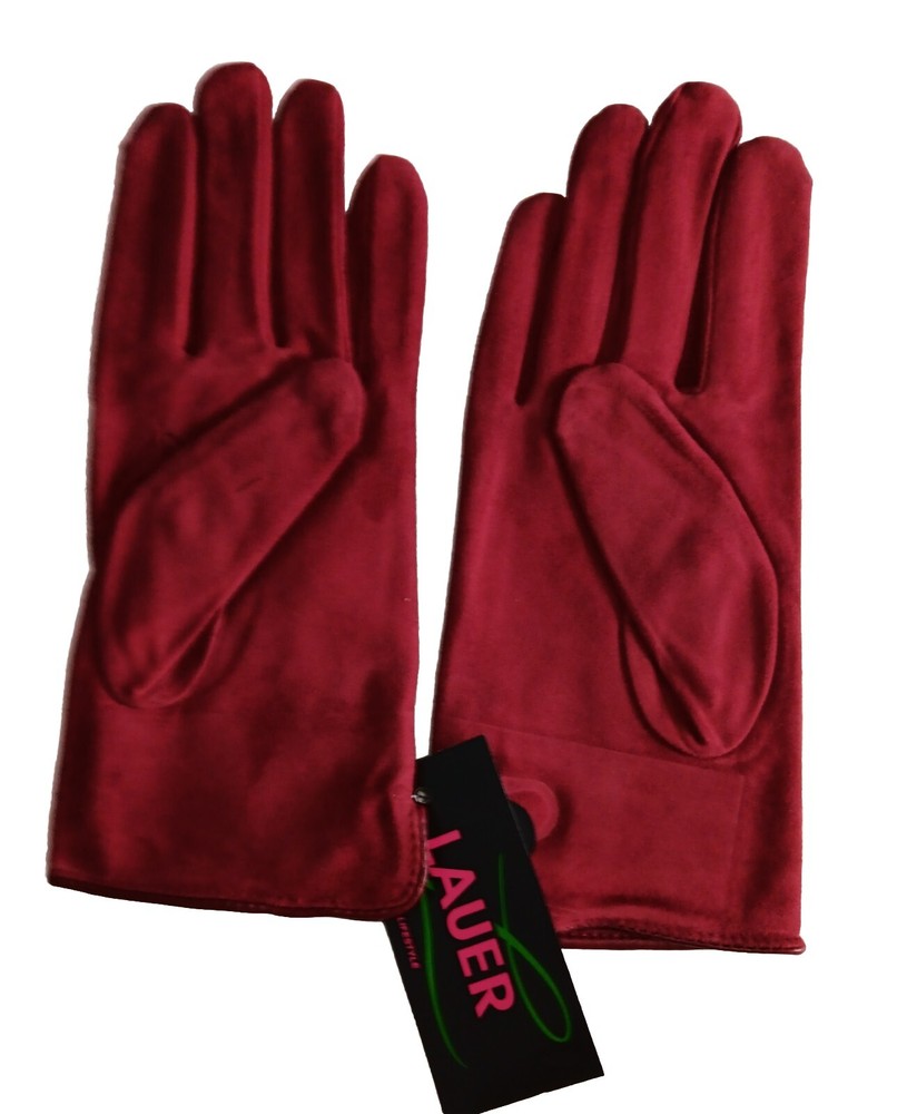 Women's Genuine Suede Leather Gloves, Red, MEDIUM