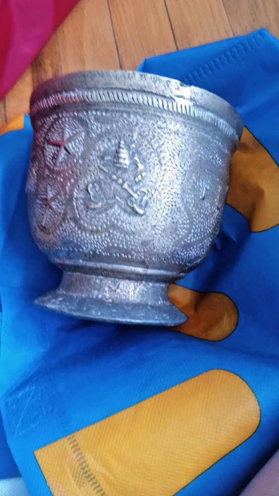 Middle Eastern Copper Bowl with Christian Symbolism