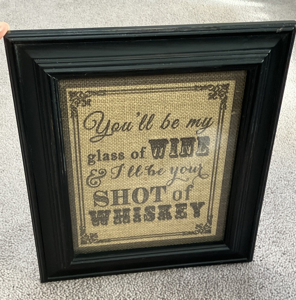 11” X 13” FRAMED BURLAP SAYING BAR ACCESSORY