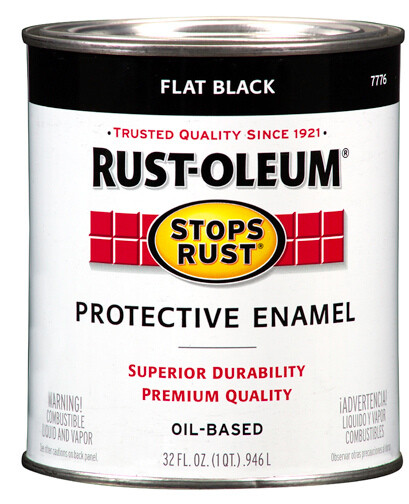 Rust-Oleum 7776-502 STOPS RUST Protective Enamel, Flat, Black, 1 qt Can