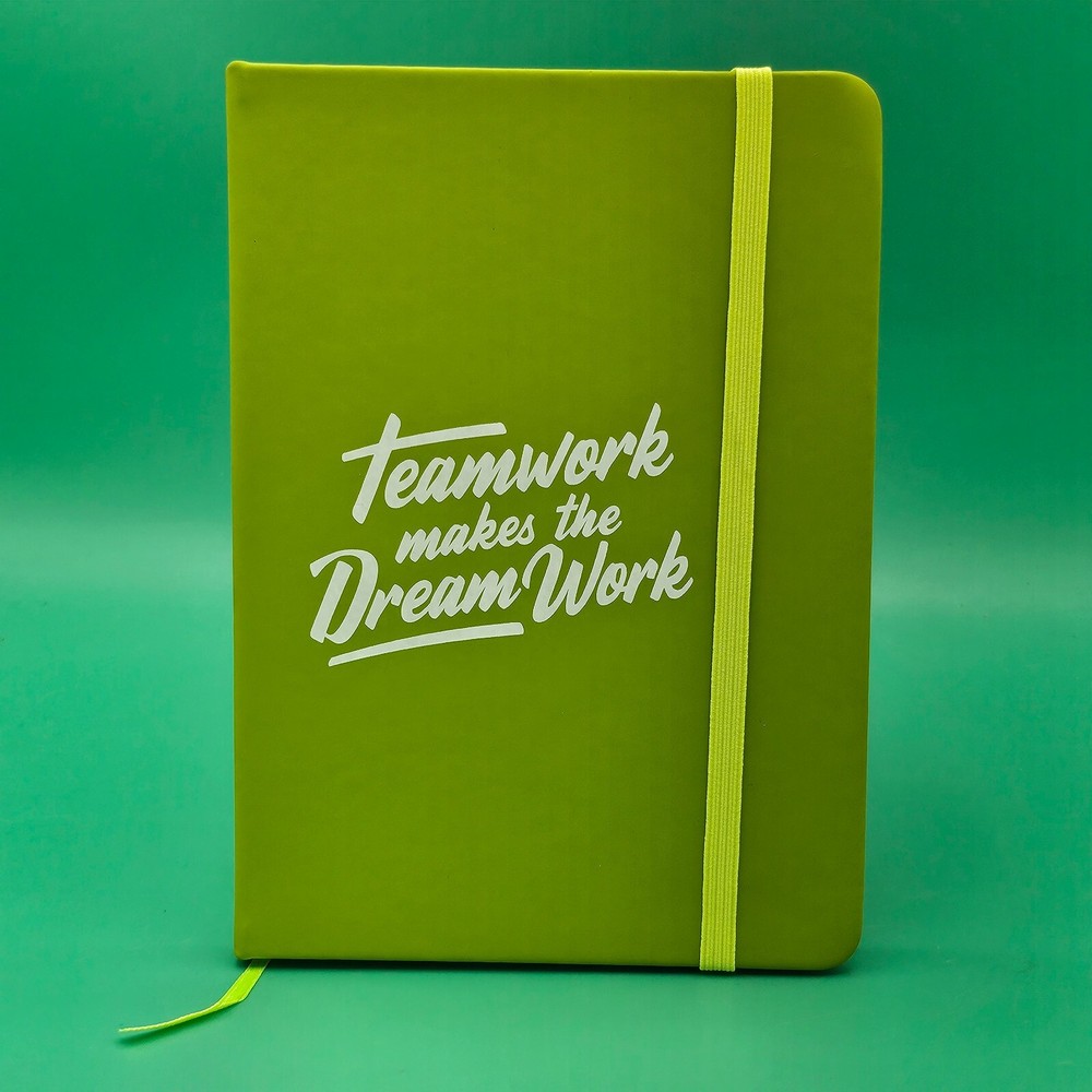 Teamwork Makes The Dream Work Lined Blank Notebook Journal Lime Green Matte NEW