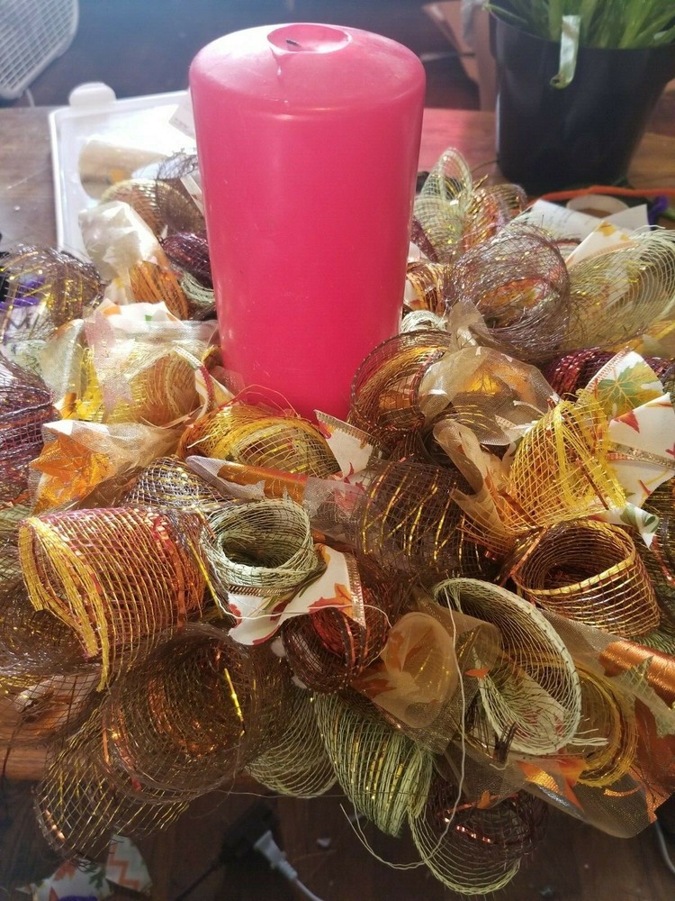 8 inch fall mesh candle centerpiece