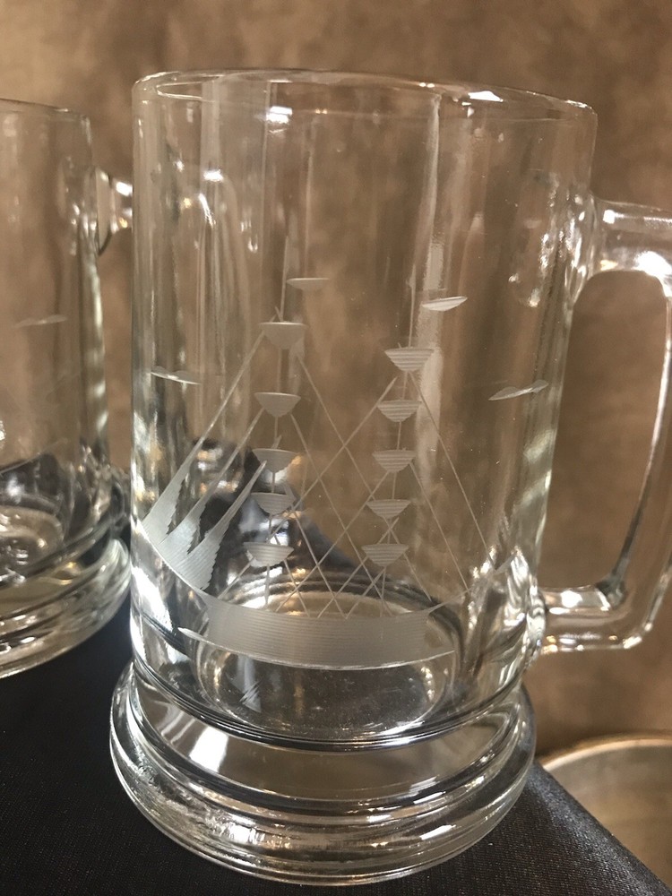 4-VINTAGE MUGS WITH CLIPPER SHIP HEAVYWEIGHT