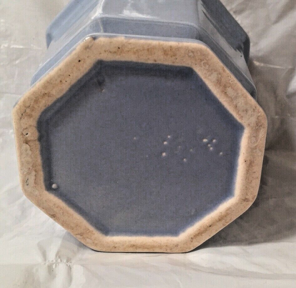 Vintage Octagonal Blue / Gray Flower Pot