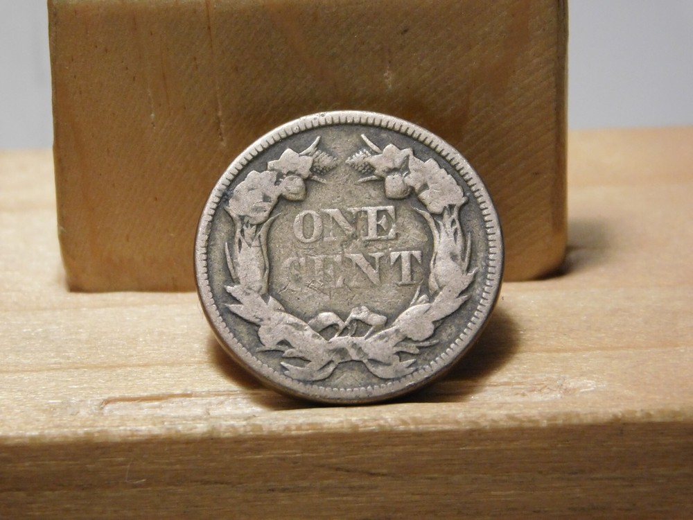 1858 Flying Eagle cent error, lamination across the center