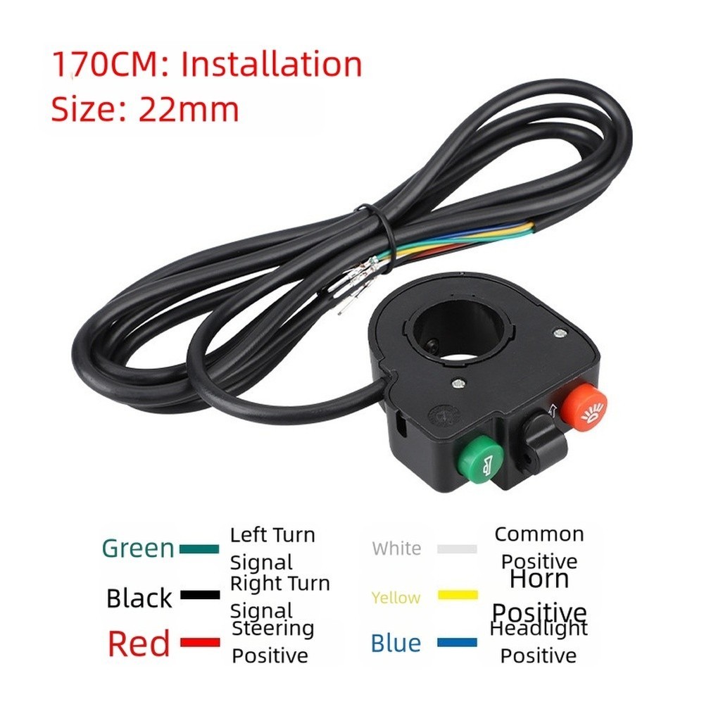 E-Bike Handlebar Switch Standard 22mm Fitment Size Three-in-One Functionality