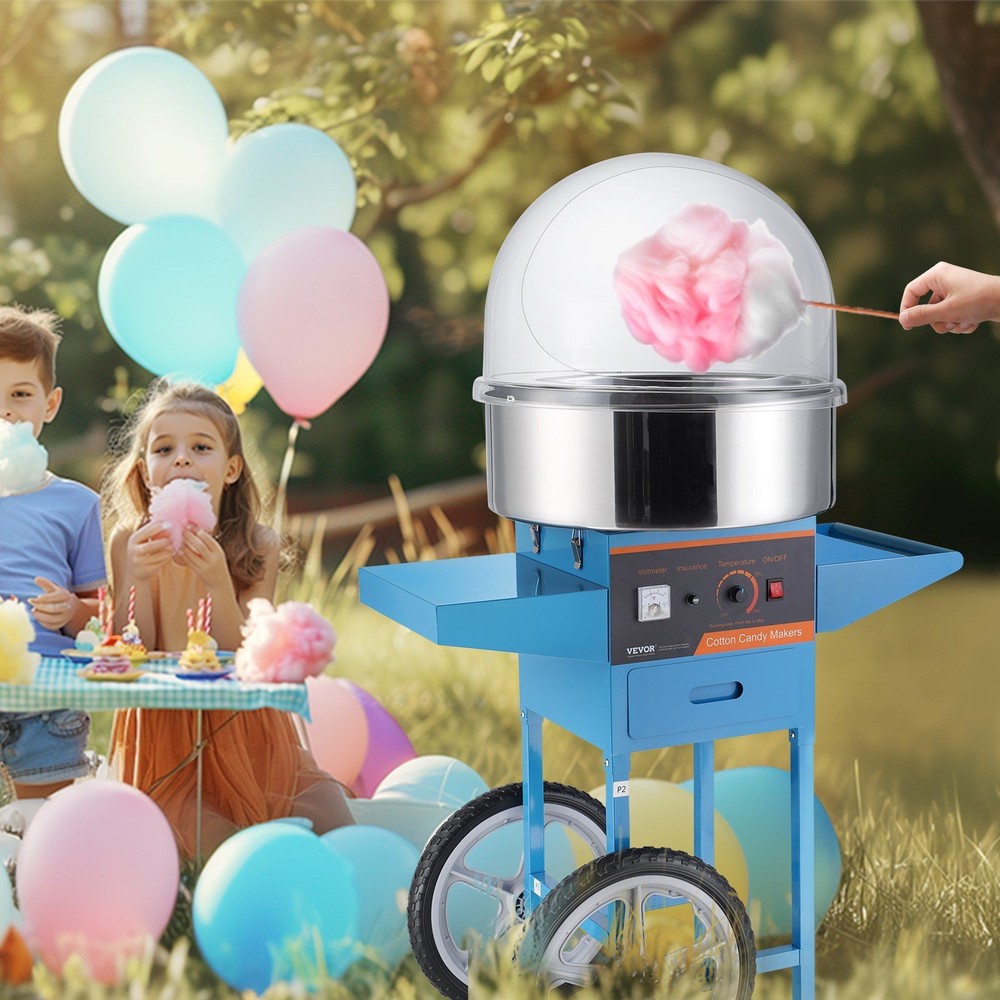 Large Capacity Cotton Candy Machine 1000W, Rapid Production, Blue