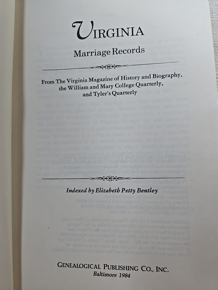 VIRGINIA MARRIAGE RECORDS