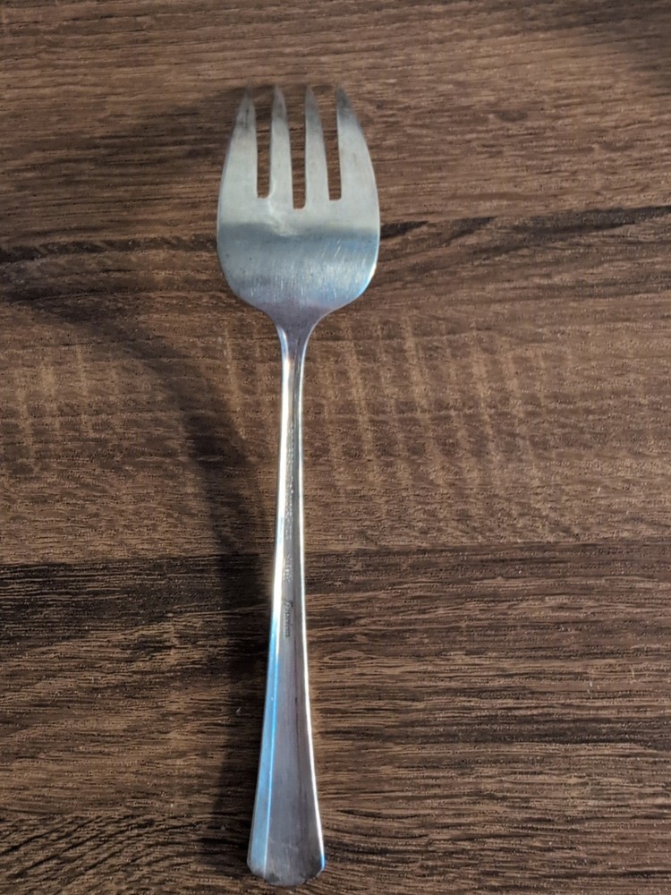 Vtge Fascination Silverplate Cold Meat Serving Fork Floral Scroll Pattern 8.5"