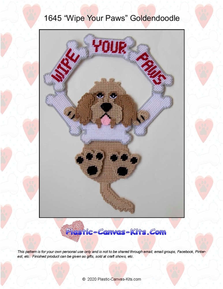 Wipe Your Paws-Goldendoodle Dog-Plastic Canvas Pattern or Kit
