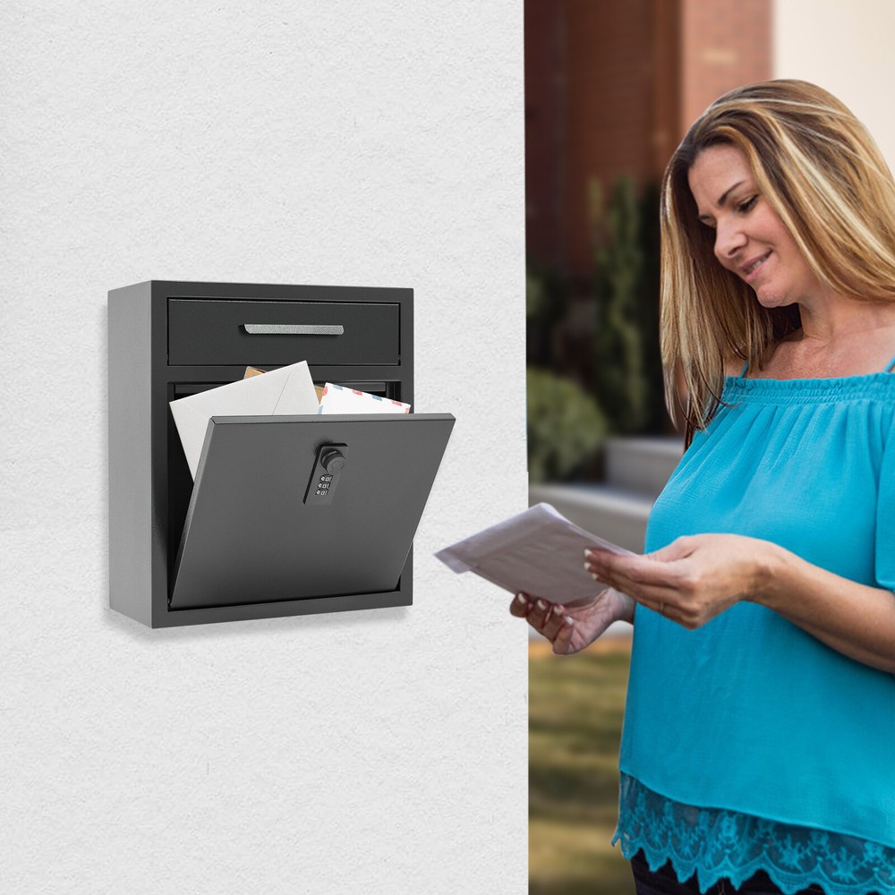 Wall Mount Locking Mailbox Outdoor Drop Box Mail Letter Post Box 10.5x4.7x12??