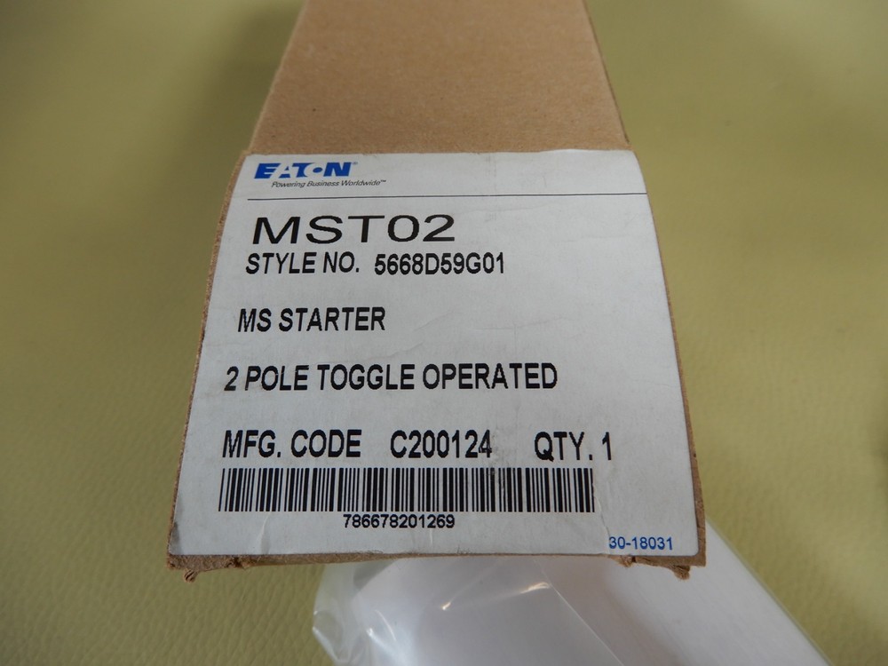 Eaton MST02 Motor Starter Switch NOS 2 Pole Toggle Operated