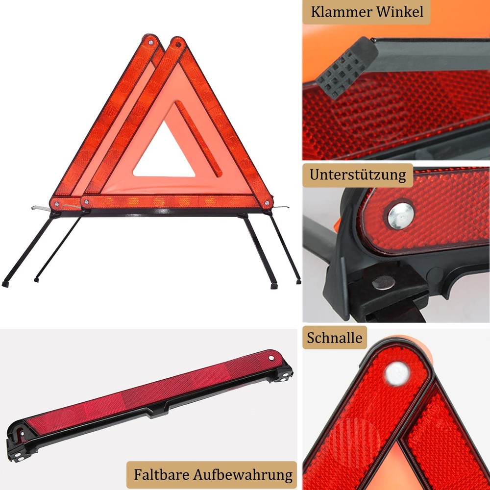 Warning Triangle with, Foldable Warning Triangle Vehicle, with Storage Box, for Warning...